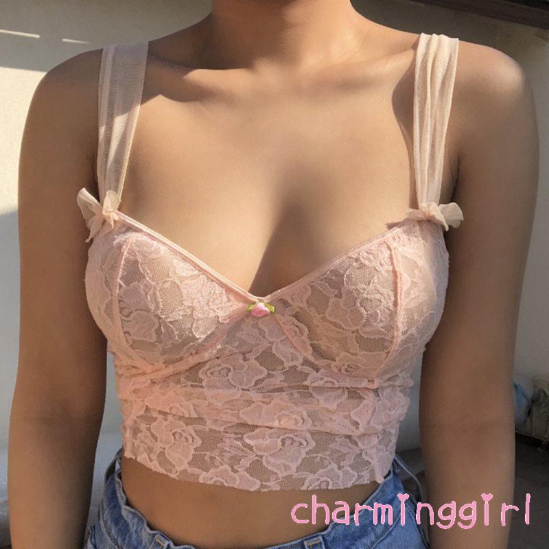 Áo Ren Hoa Cổ Chữ V Sát Nách Quyến Rũ Dành Cho Nữ