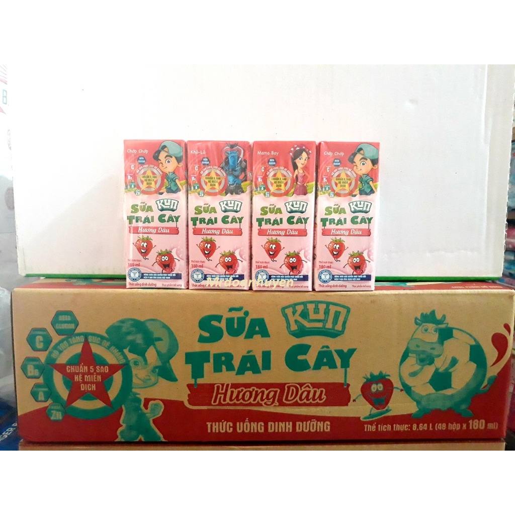 Thùng Sữa Kun 48 Hộp x 180ml Nhiều Vị