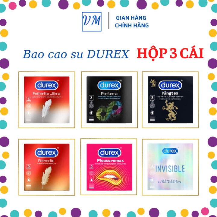 Bao cao su Durex các loại " Hộp 3 cái " nâng tầm trải nghiệm tình dục, giúp đôi lứa thêm gần gũi và thăng hoa VIZAMEN