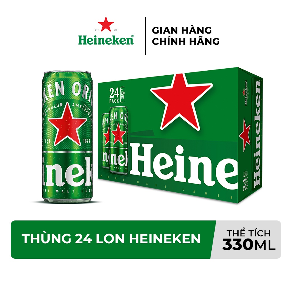 [RẺ NHẤT SHOPEE] THÙNG 24 LON BIA HEINEKEN BIA KEN XANH 330ML/LON