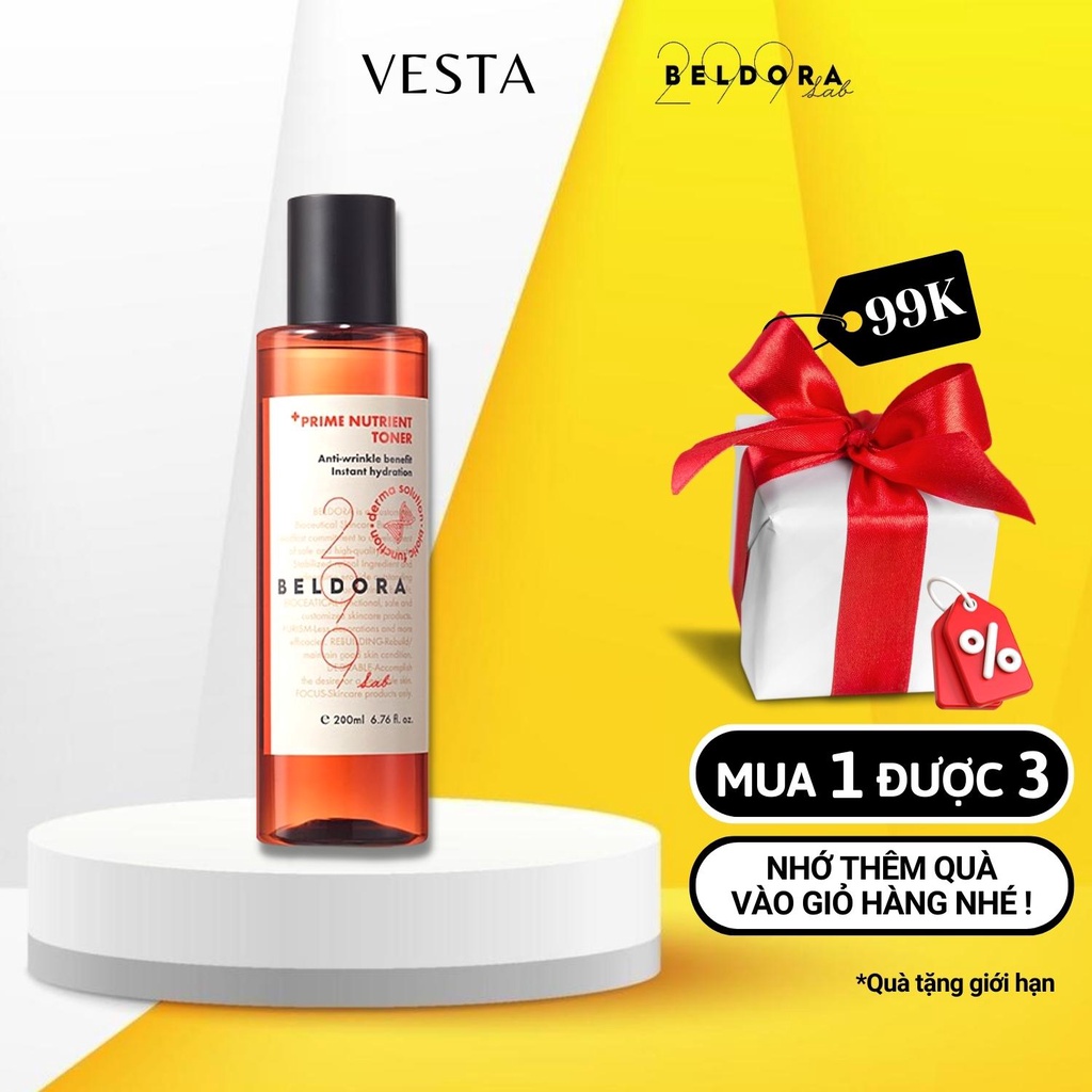 Nước Thần Retinol Beldora 299 Trẻ Hóa Căng Bóng Da Prime Nutrient Toner 200ml