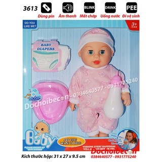 Búp bê Baby Doll bé trai 3613 - Mắt chớp - Có âm thanh - Biết uống nước - Đi vệ sinh