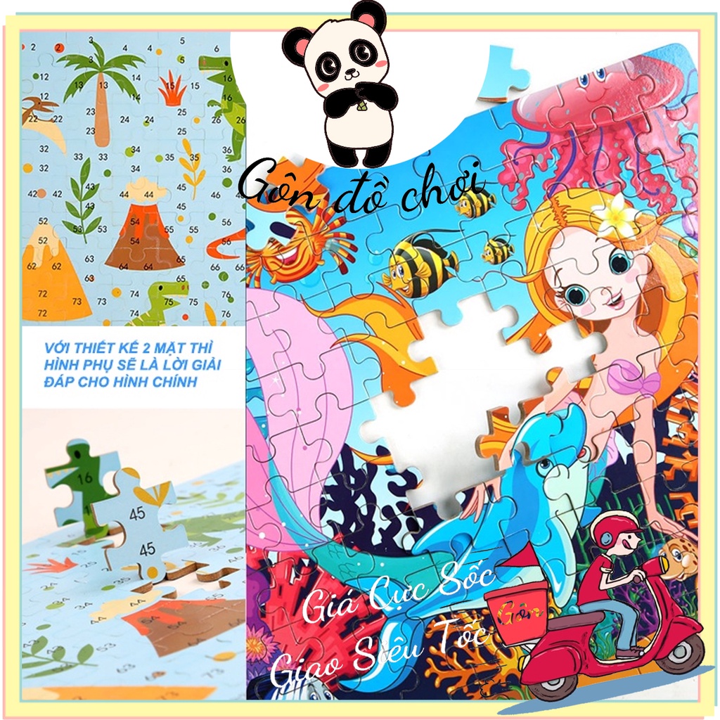 [100 miếng] Đồ chơi tranh ghép hình gỗ puzzle - Bộ ghép hình - Tranh xếp hình Gôn đồ chơi