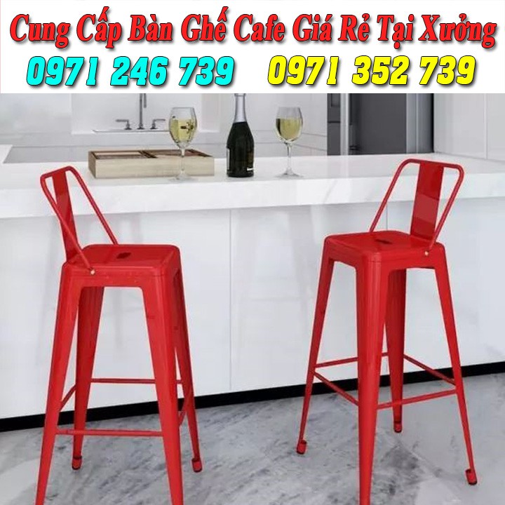 Ghế bar Tolix chân cao có tựa nhập khấu giá rẻ nhất