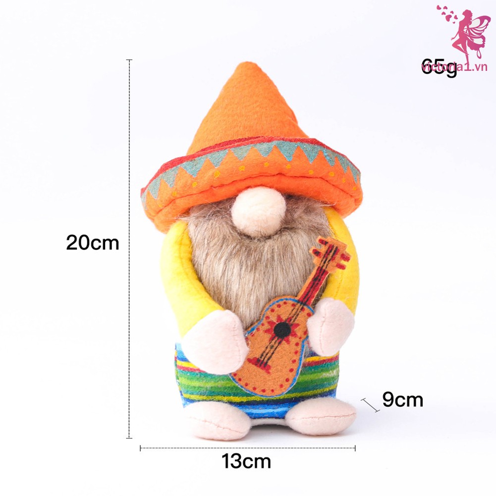 Mexican Carnival Gnome Scandinavian Dwarf Plush Doll Guitar Couple Gnome Shop Window Home Farmhouse Kitchen Decor