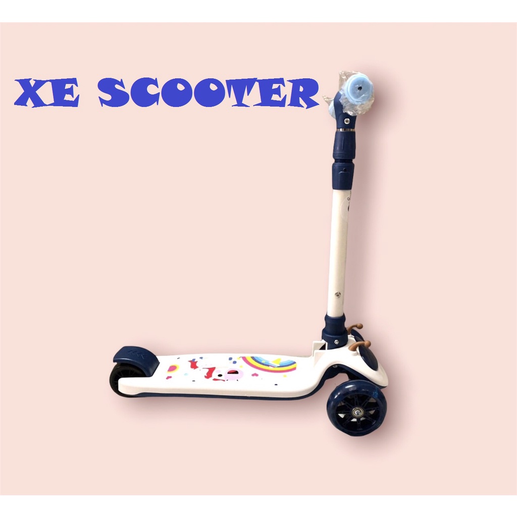 Xe trượt - Xe Scooter loại 3 bánh cải tiến bánh lái có đèn ở yên và bánh xe - Có nhạc