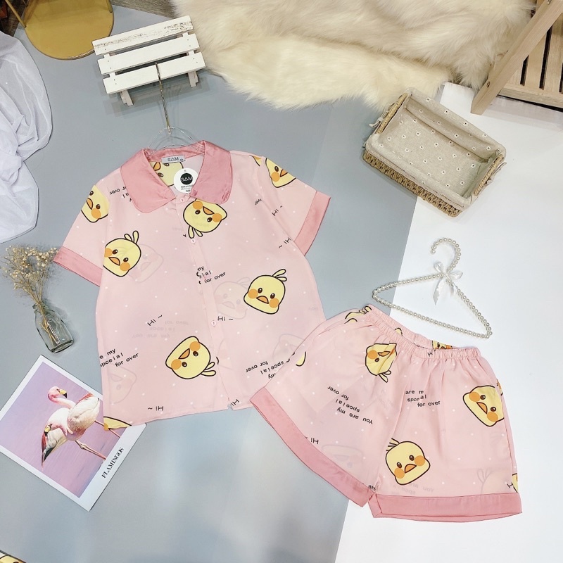 Đồ Ngủ💖Đồ Bộ Pijama Lụa Áo Cộc-Quần Sooc Dễ Thương