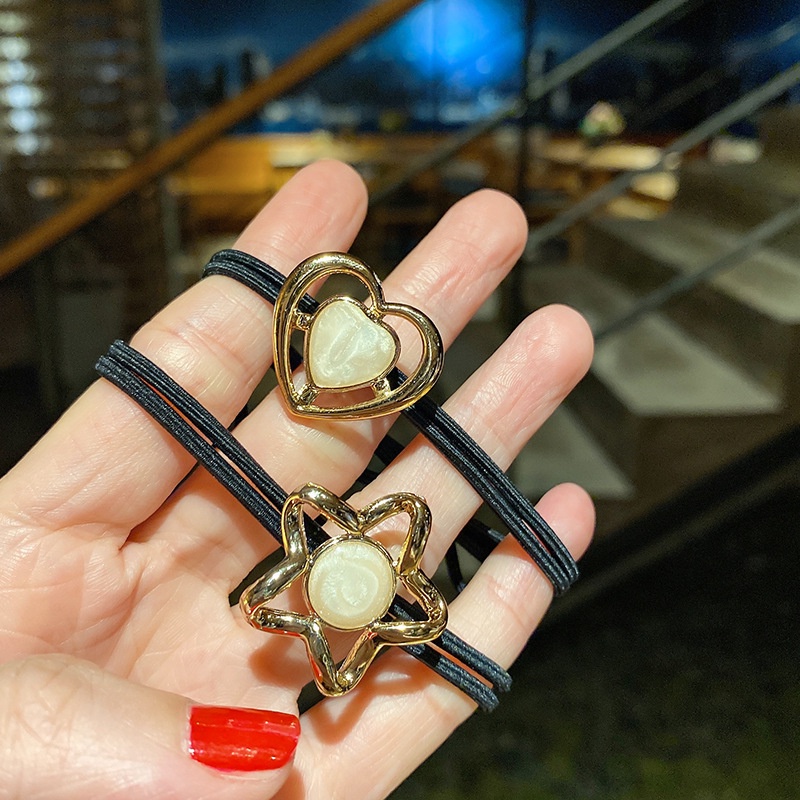 Dây buộc tóc cao su trang trí hình ngôi sao/ trái tim xinh xắn