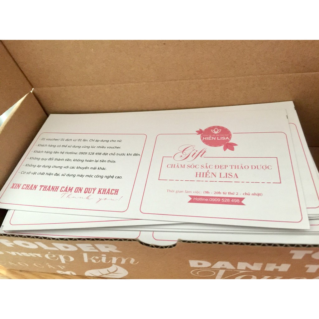 200 PHIẾU QUÀ TẶNG / GIFT VOUCHER / PHIẾU BẢO HÀNH CHỈ 300.000đ /Giấy C300  / Cán Màng / không cán