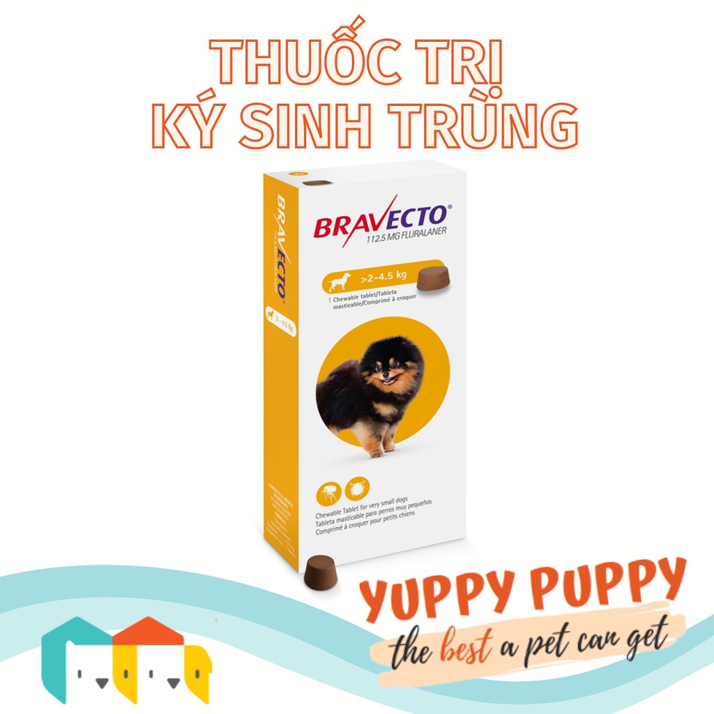 Bravecto 2-4,5kg điều trị kí sinh trùng cho cún