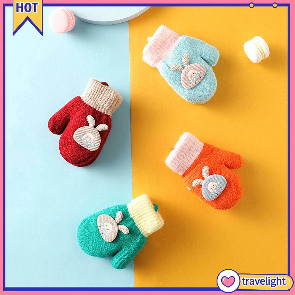 Đôi găng tay dệt kim chống mài mòn thiết kế hoạt hình xinh xắn dành cho trẻ em