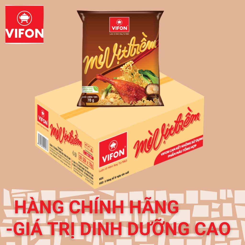 [Nhập FMCG411 -8% Đơn từ 199K]Thùng 30 Mì Vịt Tiềm VIFON 70g/Gói | BigBuy360 - bigbuy360.vn
