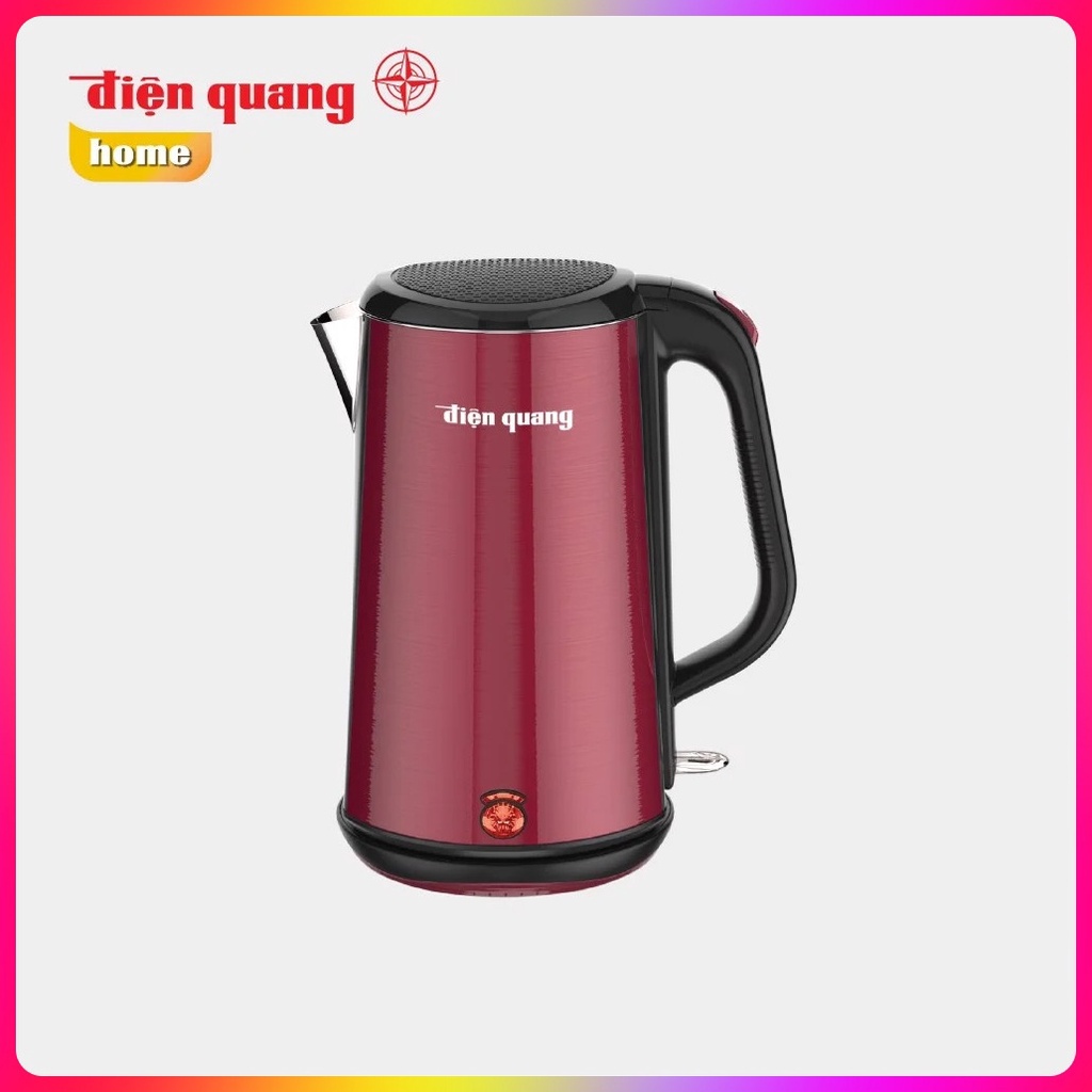 Ấm siêu tốc cao cấp Điện Quang ĐQ EKT08 1818 ( 1800W, 1.8L, inox 304, vỏ 3 lớp ) màu đỏ nâu