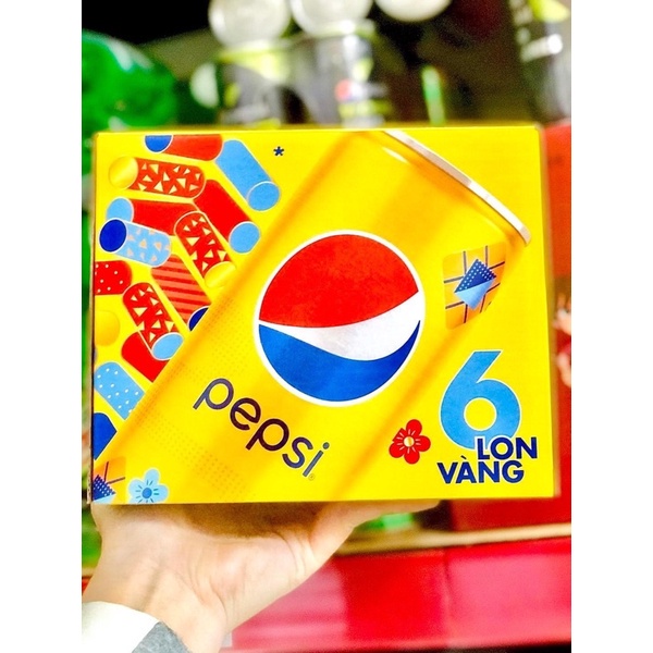 Hộp 6 Lon Nước Ngọt Có Ga Pepsi Vàng Mùa Tết