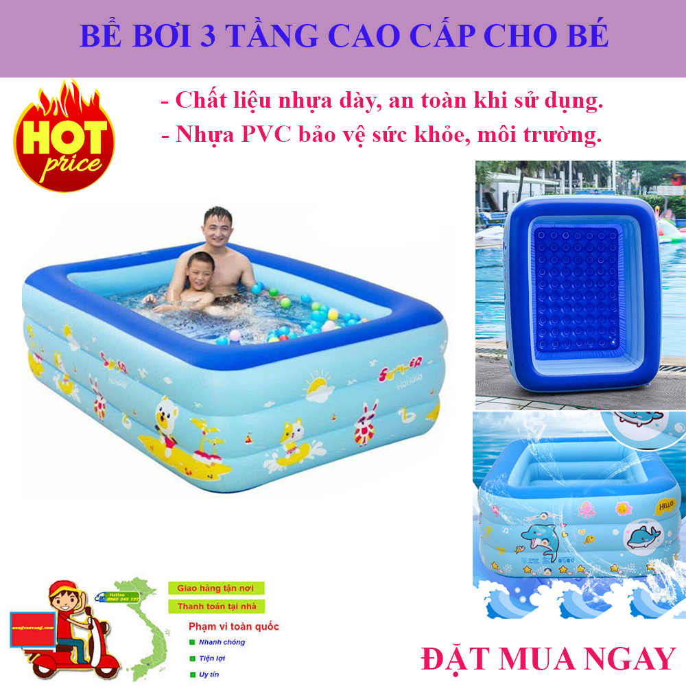 Bể Bơi Phao Cho Bé, Bể Bơi Trẻ Em , Người Lớn 3 Tầng Loại Đẹp, Đáy Thiết Kế Chống Trượt  HÃY MUA NGAY! {SIÊU SALE}