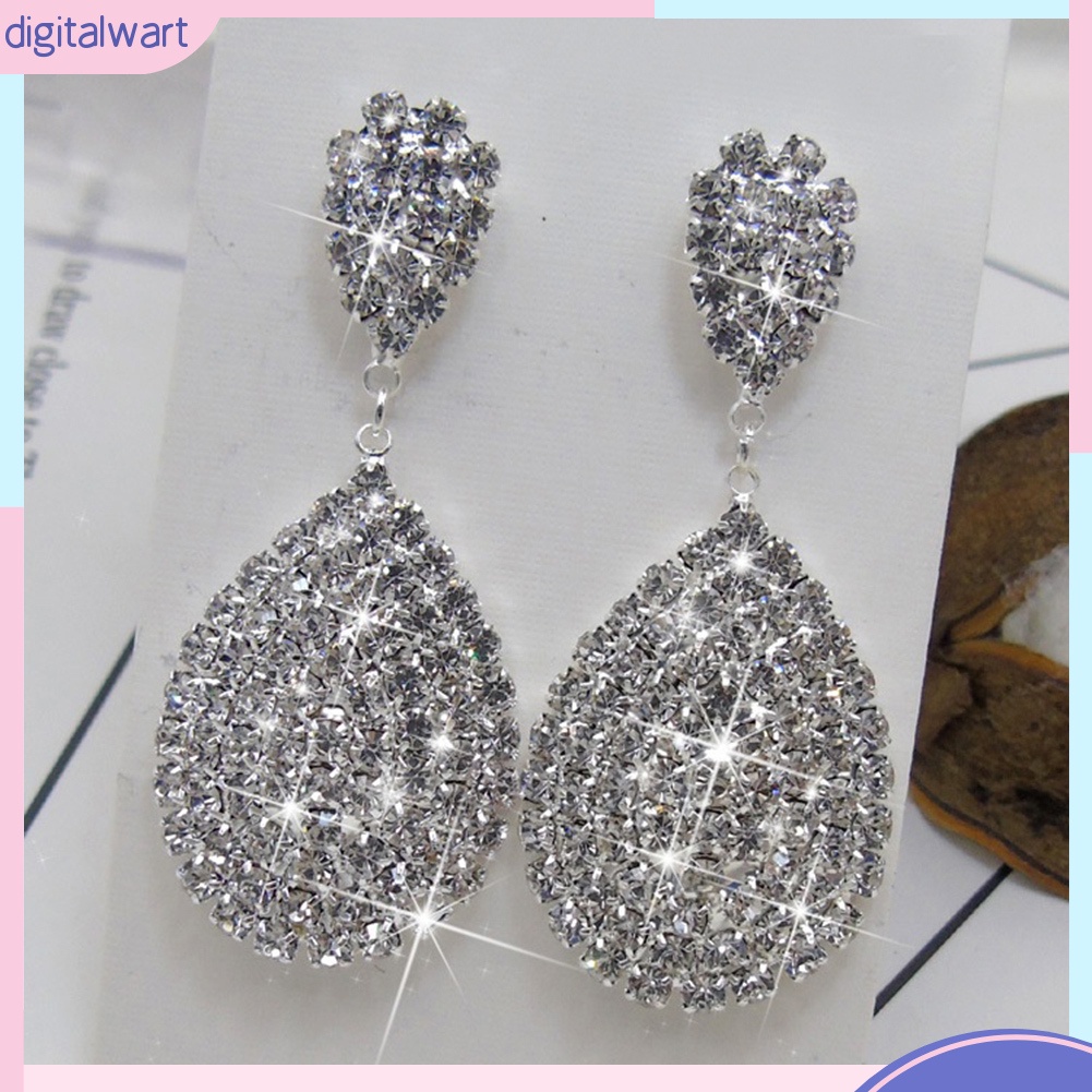 Khuyên Tai Đính Đá Hình Giọt Nước Thời Trang Thanh Lịch Dành Cho Nữ