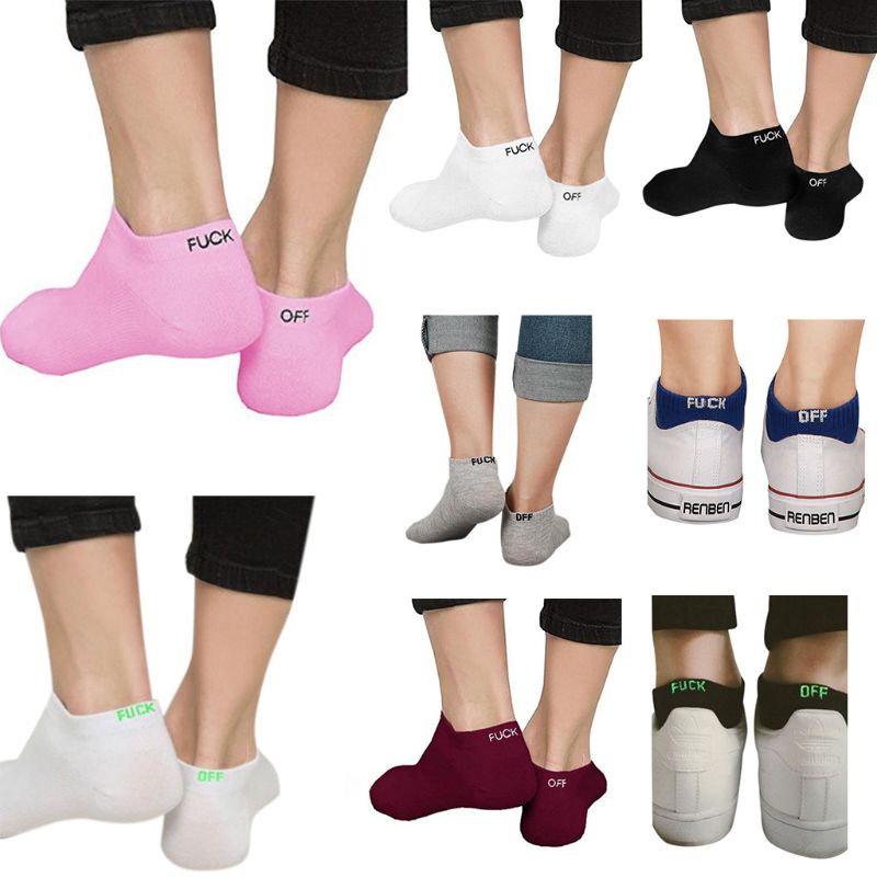 Xiangbao Vớ Thuyền Polyest In Chữ Vui Nhộn Màu Dạ Quang Unisex