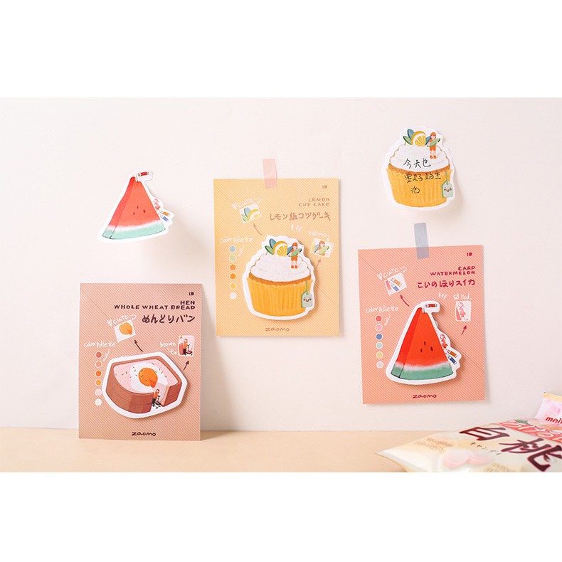 Tập 30 Tờ Giấy Note hình Món Ăn Dễ Thương, Giấy Dán Ghi Chú, Sticky Note ST403