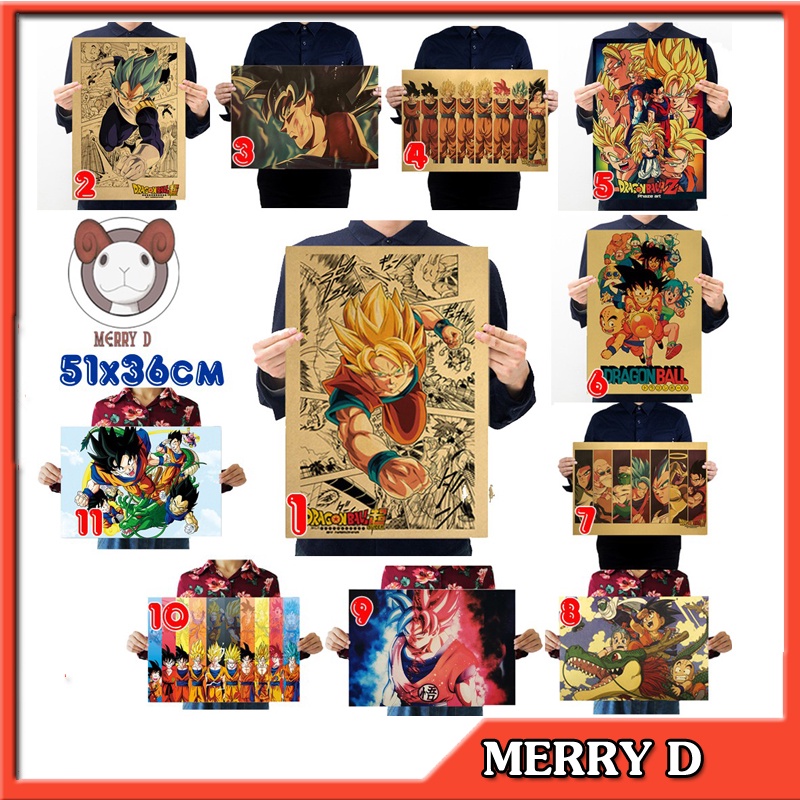 Poster Dragon Ball 51x36cm Vintage - Goku - Vegeta - 7 Viên Ngọc Rồng - Hình Trang Trí Vintage