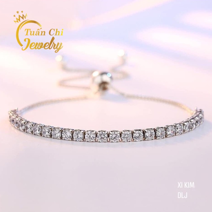 ☘BIG SALE☘ Lắc Tay Nữ, Vòng Tay Bạc Cao Cấp Đính Đá Sang Trọng, Nổi Bật, Tự Động Chỉnh Size
