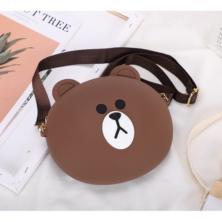 Túi gấu brown hình tròn bằng silicone - túi xách đeo chéo