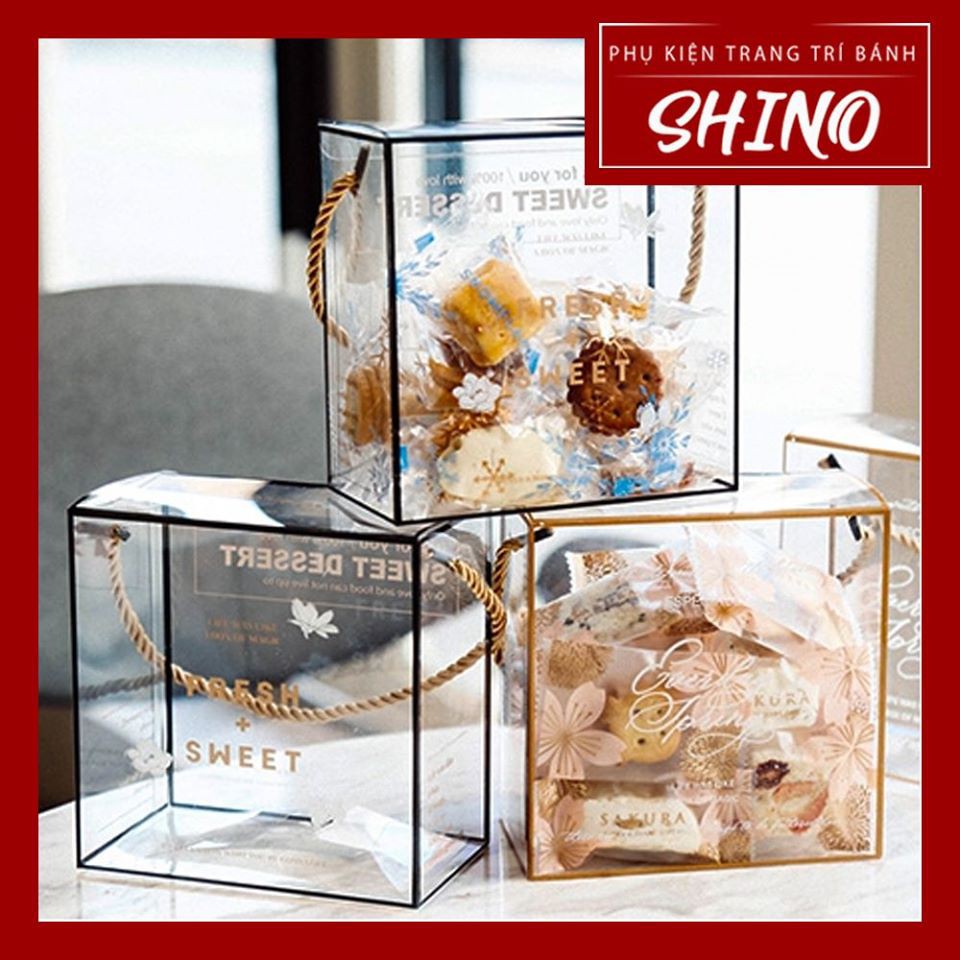Bộ hộp mica trong suốt 14 x 14 x 7 cm