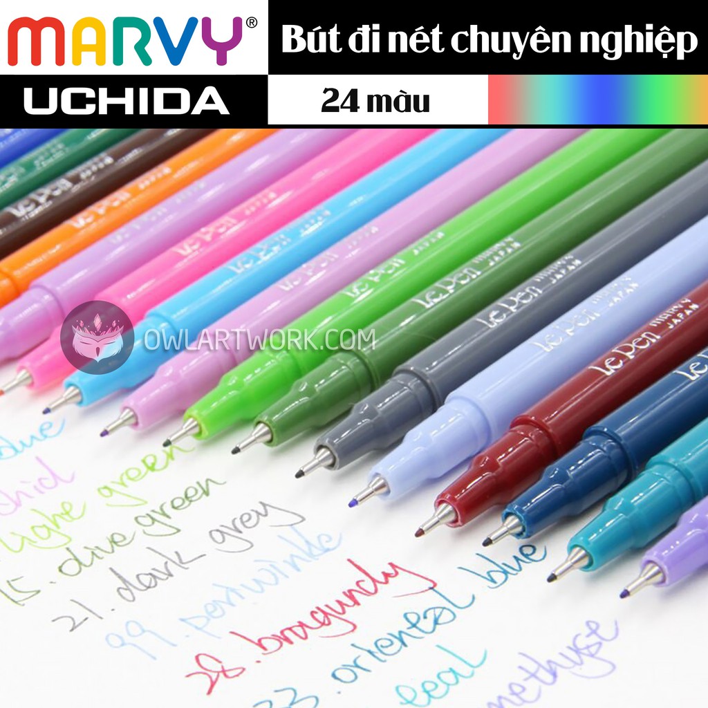 [CÂY LẺ] Bút Line Màu Lepen MARVY UCHIDA Đi Nét Chuyên Nghiệp (Bảng 1 Màu Cơ Bản)