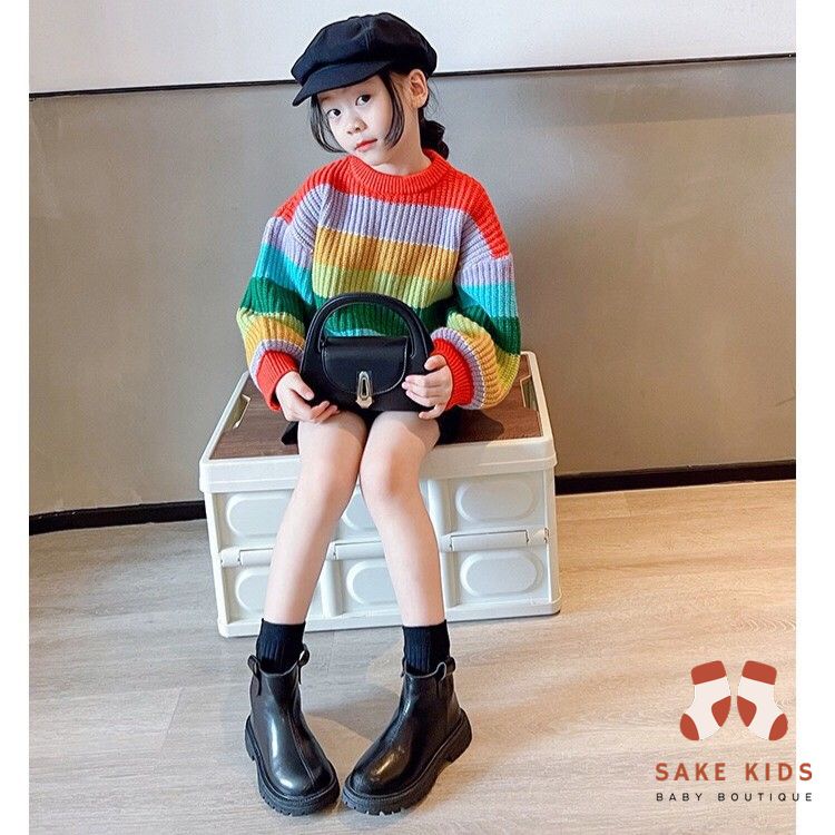 Giày bốt cao cổ cho bé - Bốt da mềm khoá kéo đế chống trơn trượt phong cách Hàn Quốc cho bé trai bé gái M673
