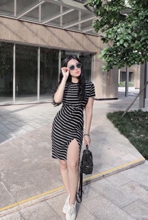Đầm xoắn eo xẻ tà🌸