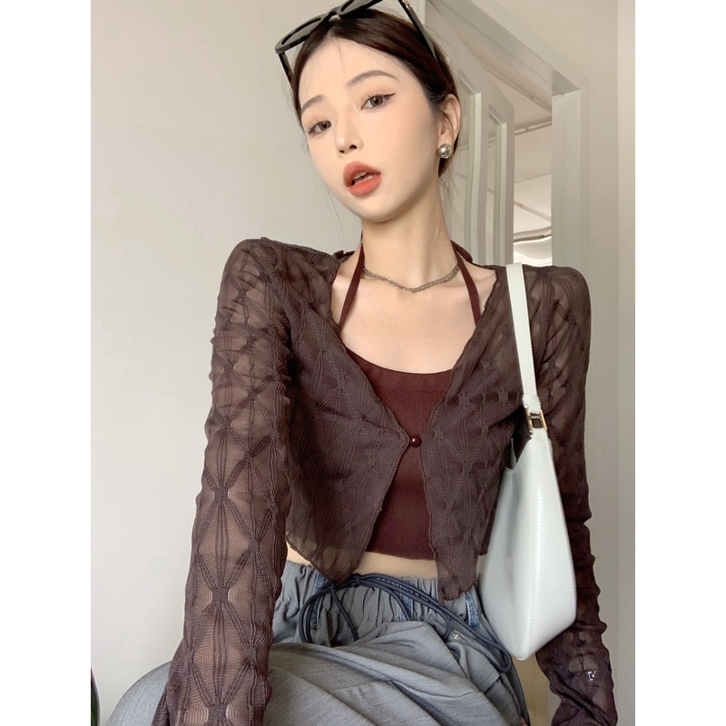 HUANG YOYO Áo Khoác cardigan Mỏng Tay Dài Chống Nắng Phong Cách Hàn Quốc Thời Trang Cho Nữ