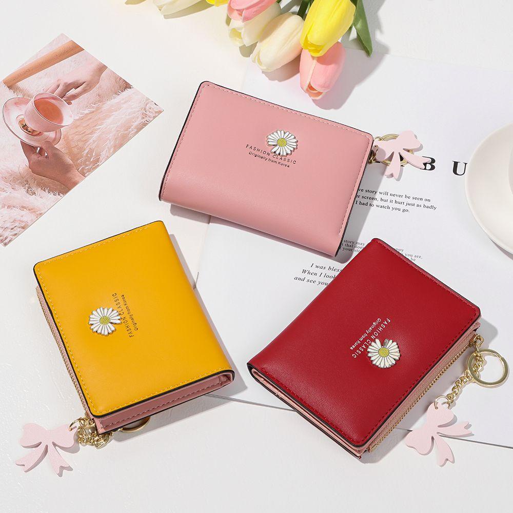 UUMIR Ví Ngắn Đựng Tiền Xu Có Khóa Kéo Họa Tiết Hoa Cúc Xinh Xắn Cho Nữ