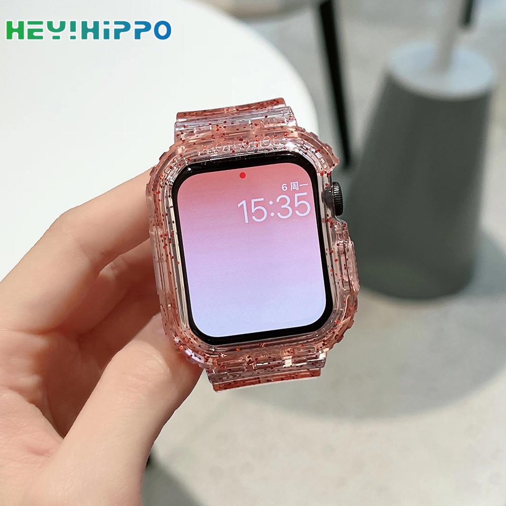 Dây Đeo Trong Suốt Lấp Lánh Cho Đồng Hồ Thông Minh iwatch 45 / 44 / 42 / 41 / 40 / 38mm Series 7 / 6 / SE / 5 / 4