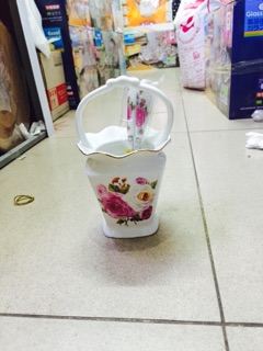 Combo 1 lọ hoa đựng thia( dia) và  10 thìa sứ(10 dĩa sứ)