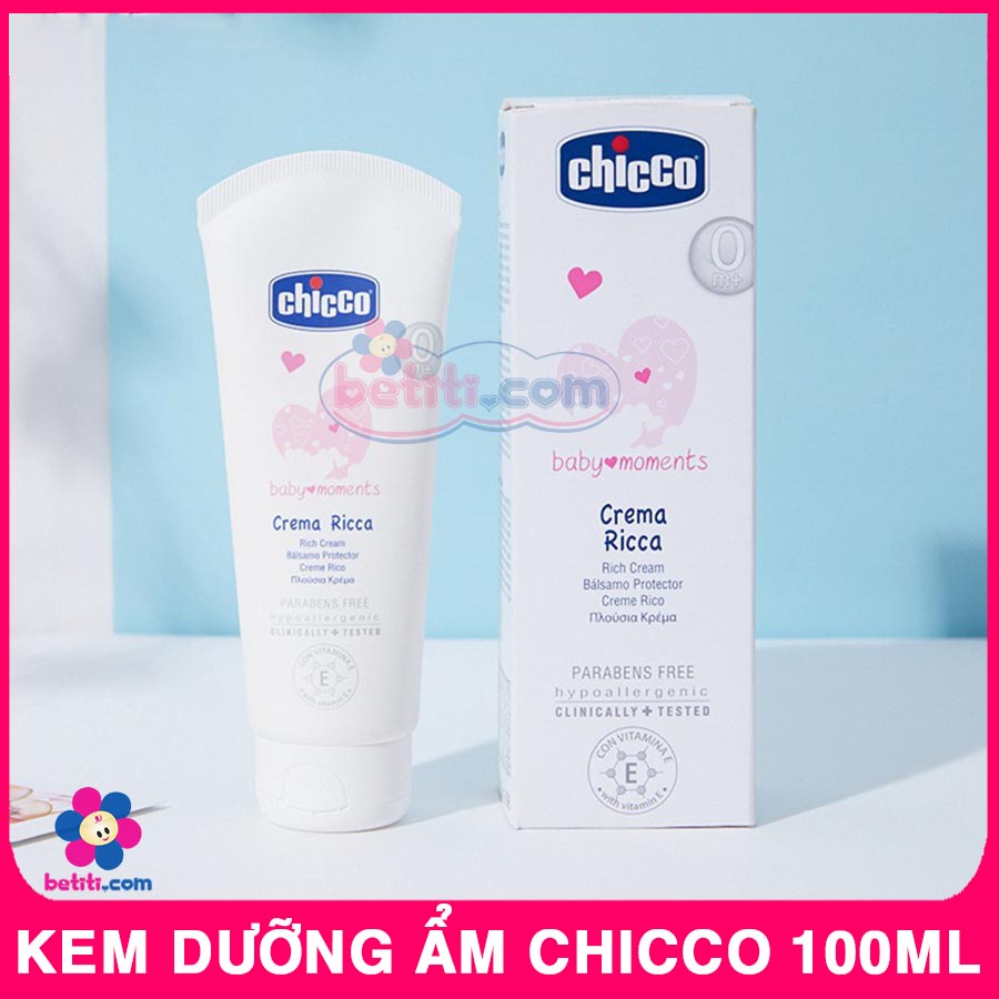 Kem Dưỡng Ẩm Chicco Cho Bé Sơ Sinh Từ 0M+ Chứa Omega Và Vitamin E - Tuýp 100ml