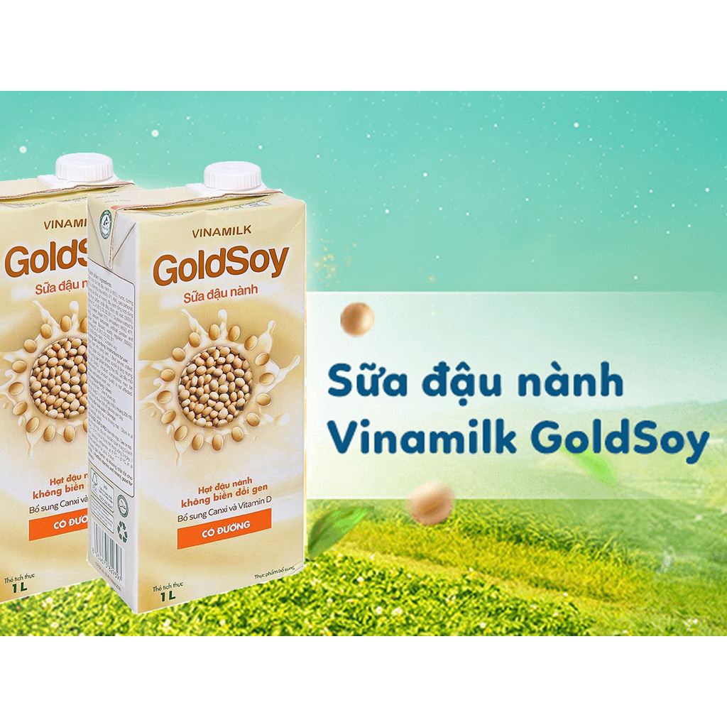 Hộp 1 lít Sữa đậu nành Vinamilk Goldsoy có đường / không đường