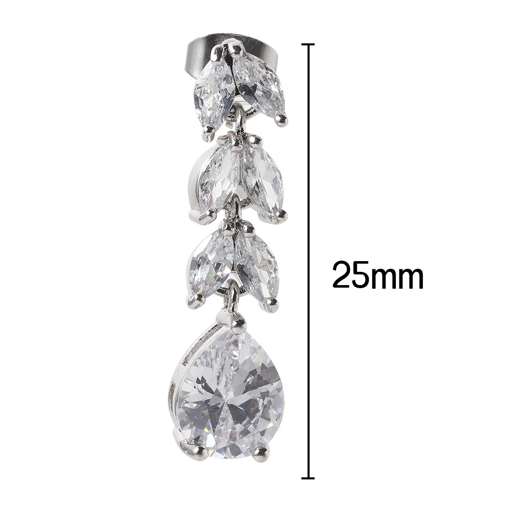 Bông Tai Hình Giọt Nước Đính Đá Zircon Lấp Lánh Cho Nữ