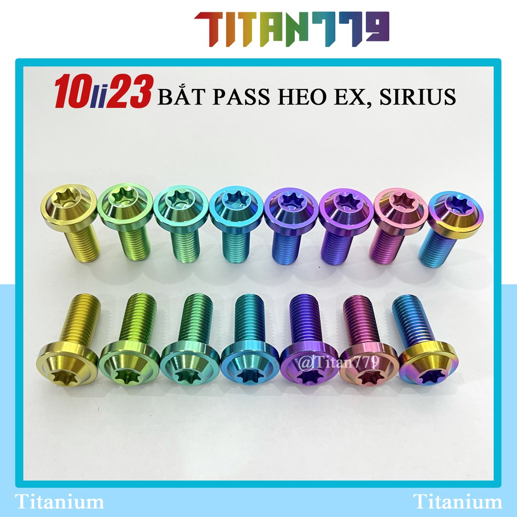 (43) Ốc Titan Gr5 10li23 đầu dù, đầu salaya bắt pass heo dòng xe Exiter, Ex 150, Jupiter, Sirius 10li 10 li 23