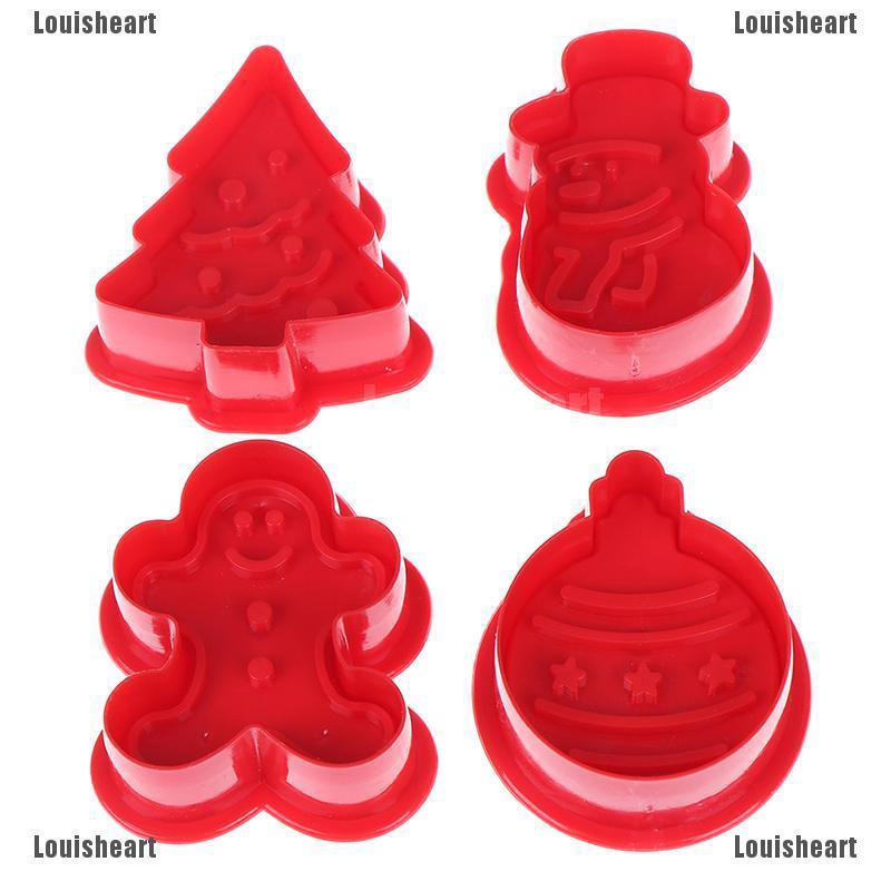Bộ 4 Khuôn Làm Bánh Quy Hình Giáng Sinh 3d