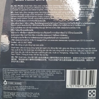 Nhớt Shell Helix Ultra 5W40 4L API SP cao cấp