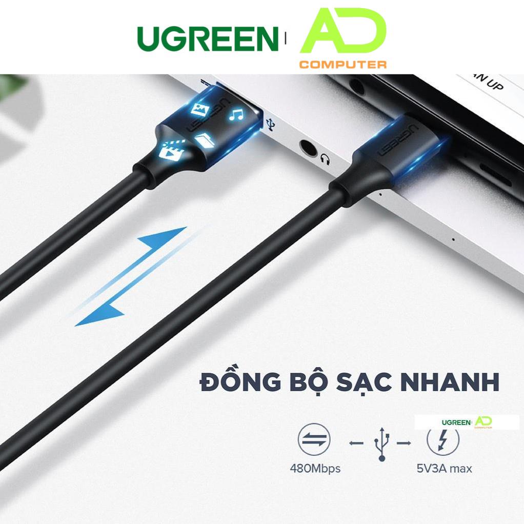 Cáp sạc nhanh Type-C dòng tối đa 3A, độ dài từ 0.25-2m UGREEN US287 siêu bền - Hàng phân phối chính hãng