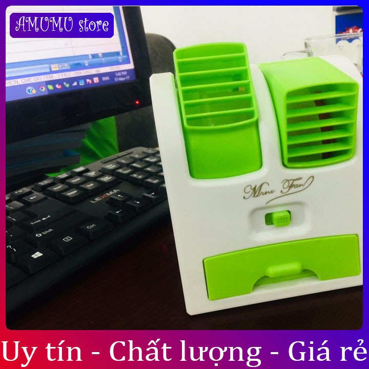 Quạt đá điều hòa mini 2 cửa gió chạy điện 5V siêu mát