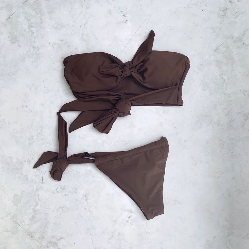 Bikini Nâu Dây Cut Out Độc Đáo Siêu Tây 2 Mảnh