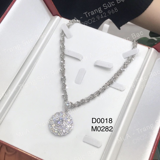 [Mã SKAMSALE8 giảm 10% đơn từ 200K]Ảnh Thật Mặt xoàng to Bạc Ý S925 xi bạch kim cao cấp M7 | Mi.A Trang sức bạc