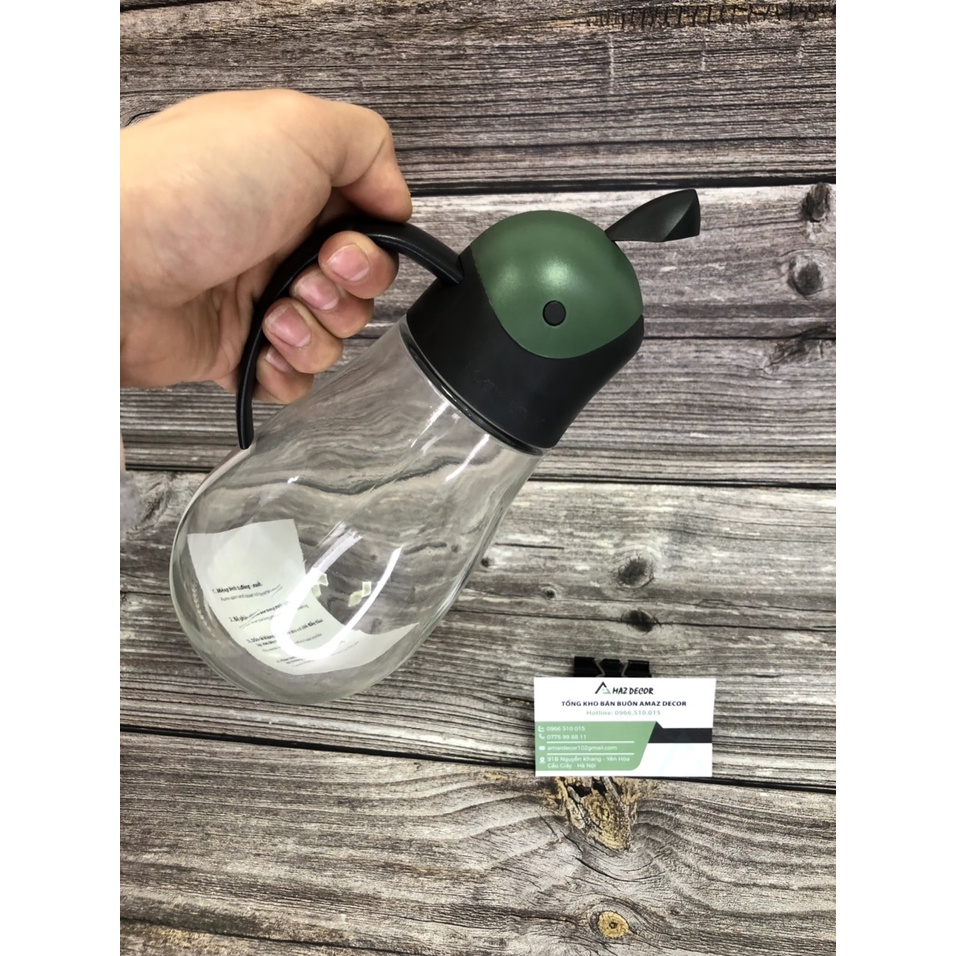 Bình thủy tinh đựng dầu ăn nước mắm với nắp mở tự động Lock&amp;Lock 550ml cao cấp kiểu dáng độc đáo