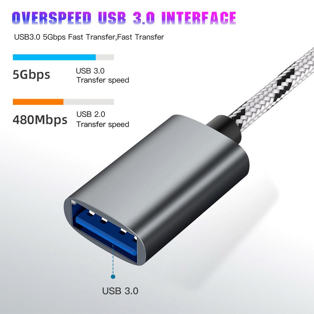 Bộ chuyển đổi 2 trong 1 USB 3.0 OTG Cáp nylon bện Cáp USB C Đồng bộ hóa dữ liệu