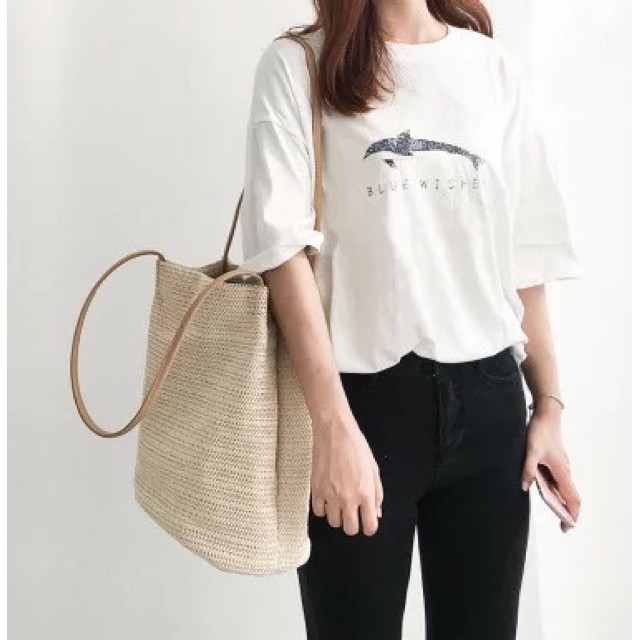 Túi cói dây da đi biển phong cách vintage siêu xinh | BigBuy360 - bigbuy360.vn
