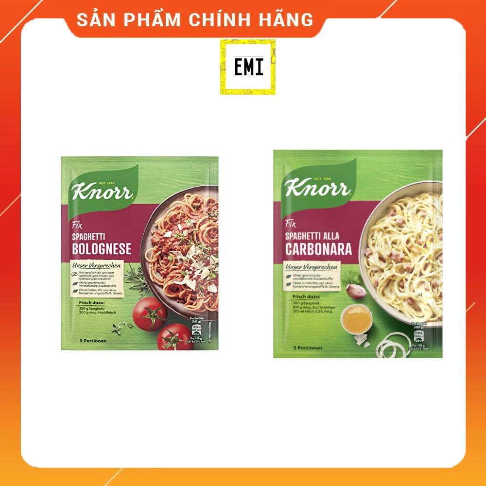 Gia vị làm nước sốt mỳ ý Spagetti Knorr (ALLA CARBONARA/BOLOGNESE) - Hàng của Đức