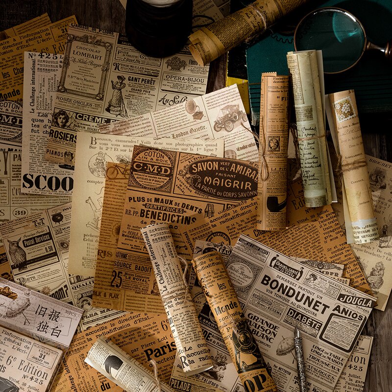 30 Tờ giấy làm nền trang trí sổ tay phong cách vintage