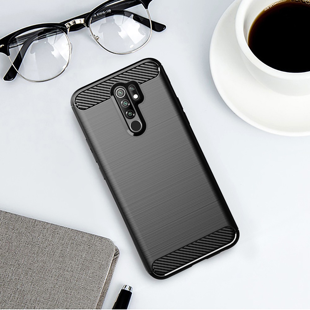 Ốp lưng Xiaomi Redmi 9 9A 9C Cacbon phay xước chống sốc chống vân tay