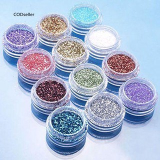 Set 12 hộp bột kim tuyến lấp lánh dùng để trang trí móng tay